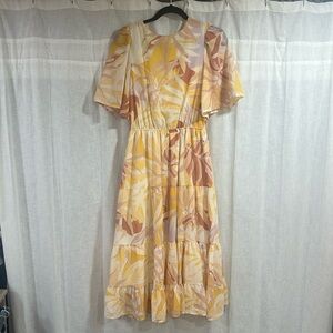 Pink Lily Sunset Floral Midi Dress